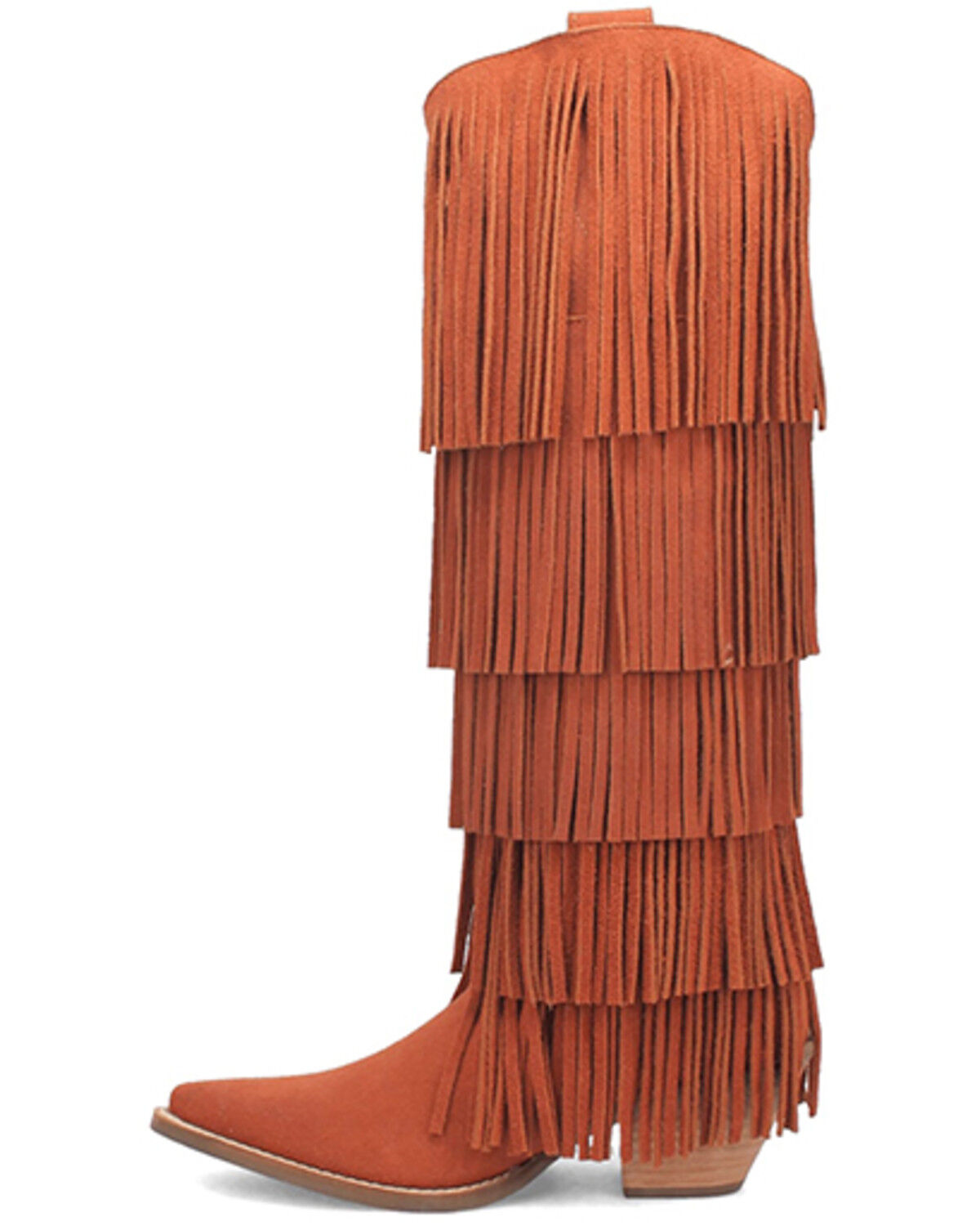 Image #3 - Dingo Women's Wild Child Suede Fringe Tall Western Boots - Snip Toe, Rust Copper, hi-res