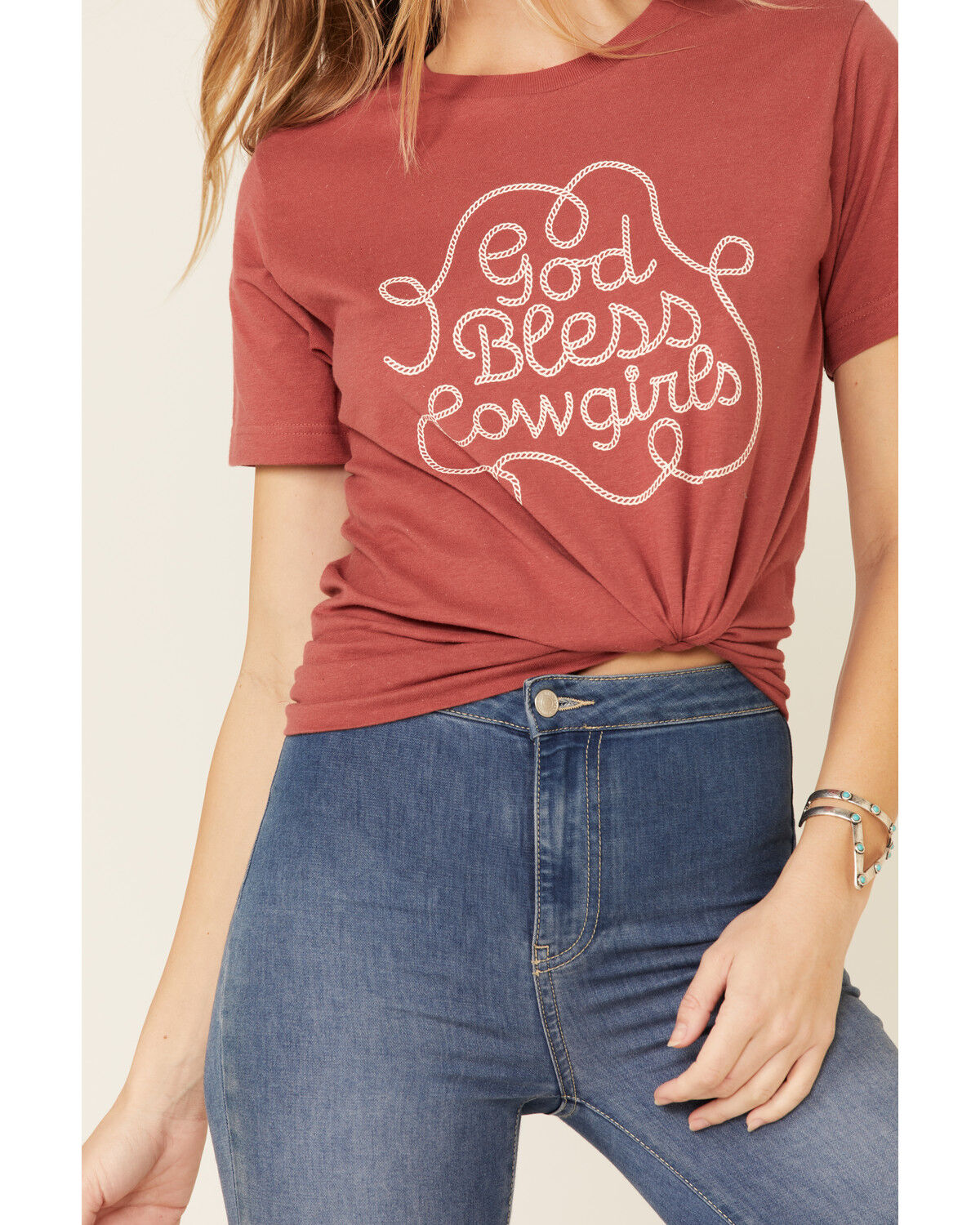 Image #3 - Ali Dee Women's God Bless Cowgirls Graphic Tee, Rust Copper, hi-res