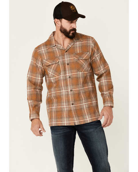 Pendleton Men's Board Ombre Plaid Long Sleeve Button Down Western Shirt , Orange, hi-res