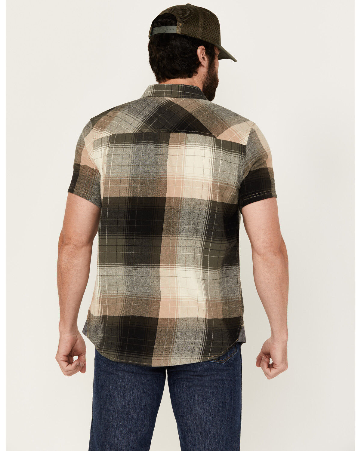 Image #4 - Brothers and Sons Men's Tooele Plaid Print Short Sleeve Button Down Western Shirt, Dark Grey, hi-res