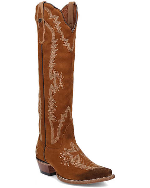 Dan Post Women's Marlowe Suede Tall Western Boots - Snip Toe , Brown, hi-res