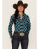 Image #1 - RANK 45® Women's Plaid Print Long Sleeve Stretch Western Riding Shirt, Navy, hi-res
