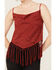 Image #3 - Rock & Roll Denim Women's Medallion Print Lurex Fringe Tank, Red, hi-res