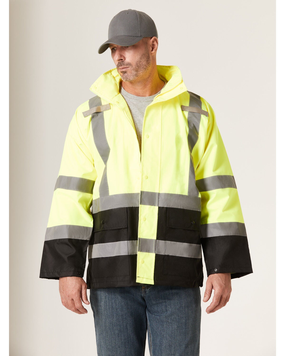 Image #1 - Utility Pro Men's HiVis Waterproof Rain Jacket, Yellow, hi-res