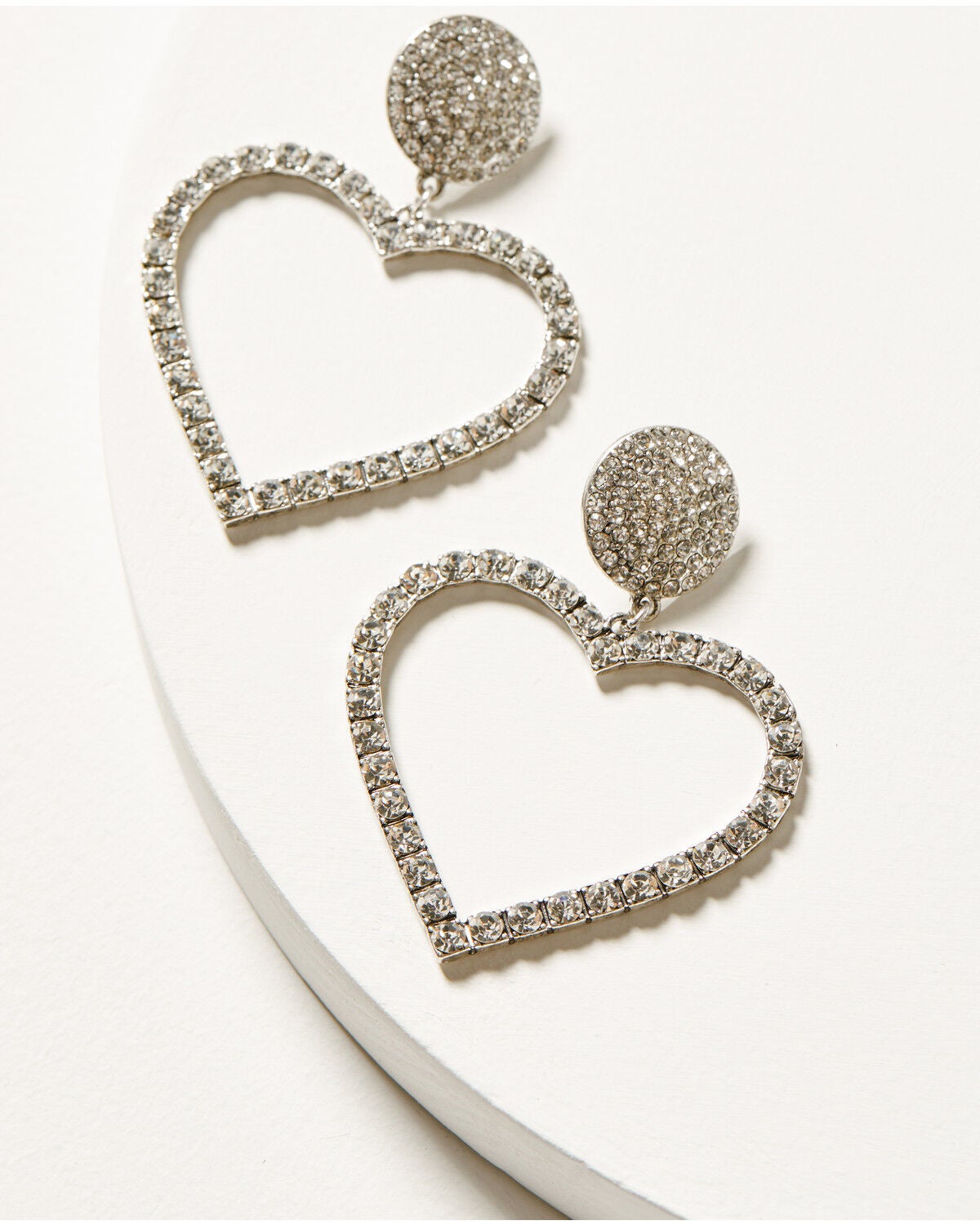 Idyllwind Women's Jeanette Heart Rhinestone Earrings, Silver, hi-res
