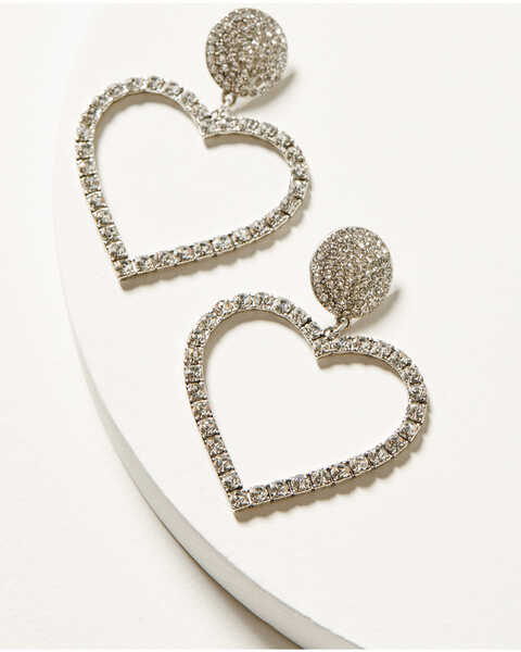 Idyllwind Women's Jeanette Heart Rhinestone Earrings , Silver, hi-res