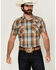 Image #1 - Pendleton Men's Frontier Plaid Print Short Sleeve Snap Western Shirt, Blue, hi-res