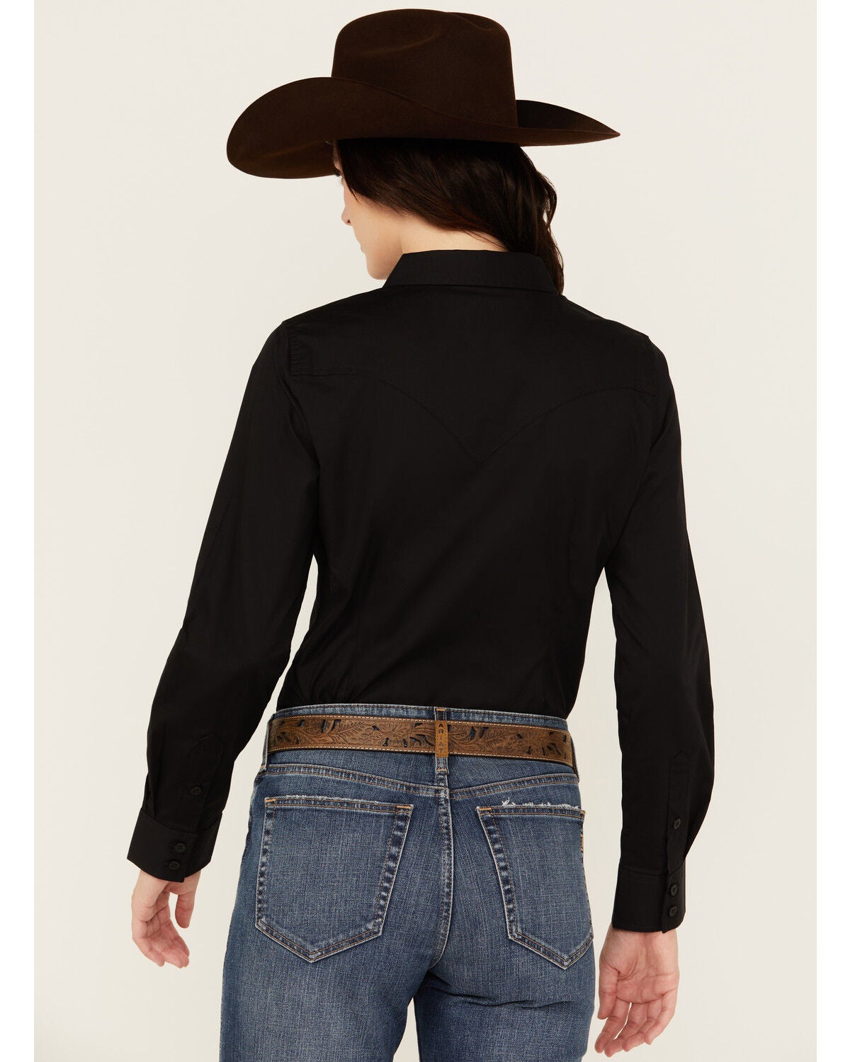 Image #4 - Wrangler Retro Women's Solid Long Sleeve Button-Down Stretch Western Shirt, Black, hi-res