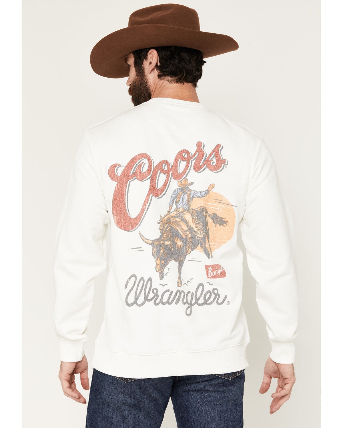 Wrangler X Coors Banquet Men's Logo Crewneck Sweatshirt, Off White, hi-res