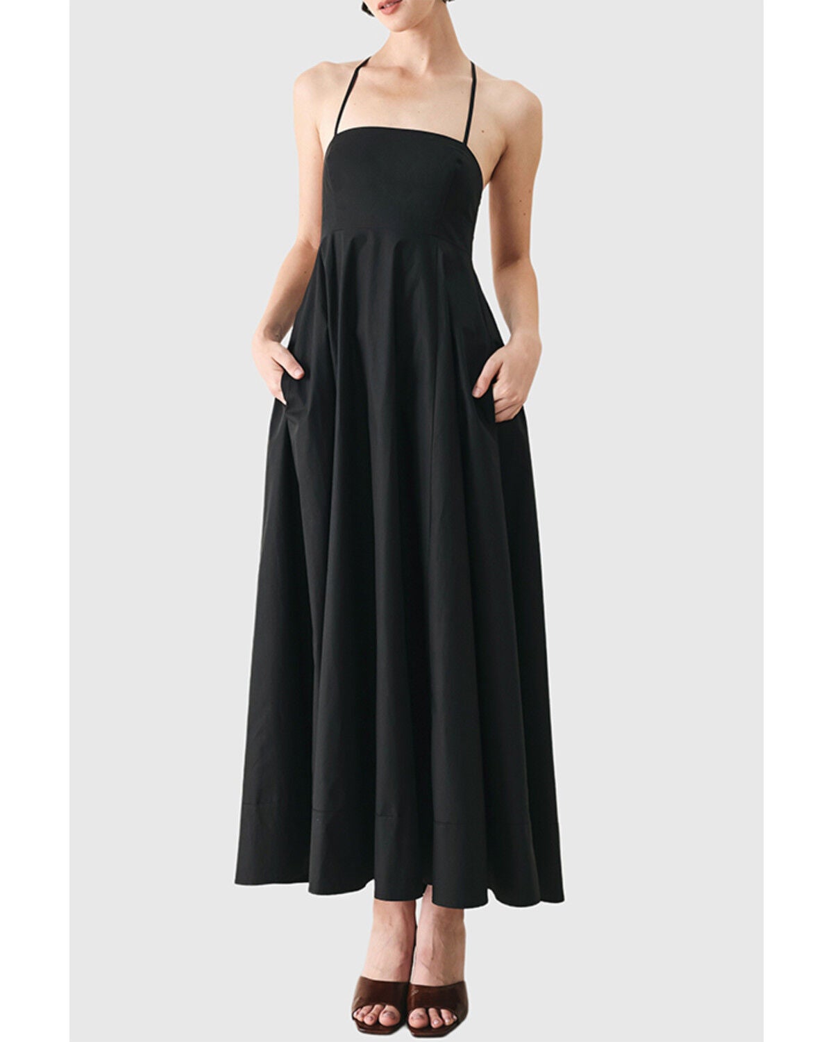 Image #1 - Flying Tomato Women's Pure Line Woven Midi Dress, Black, hi-res