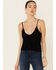 Image #1 - Mystree Women's Sweater-Knit Lace-Up Cami , Black, hi-res