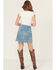 Image #3 - Rock & Roll Denim Women's Embellished Faux Suede Fringe Mini Skirt, Light Blue, hi-res