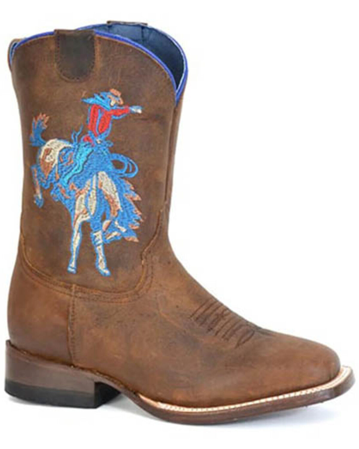 Image #1 - Roper Boys' Buckin' Bronc 2 Western Boots - Broad Square Toe, Brown, hi-res