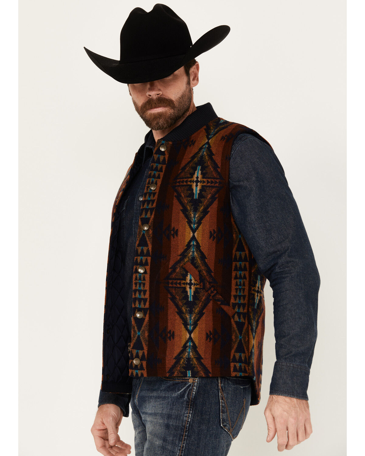 Image #2 - Pendleton Men's Parkdale Multicolor Snap Vest, Brown, hi-res