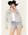Image #1 - Blue B Women's Light Wash Embellished Cropped Denim Jacket, , hi-res