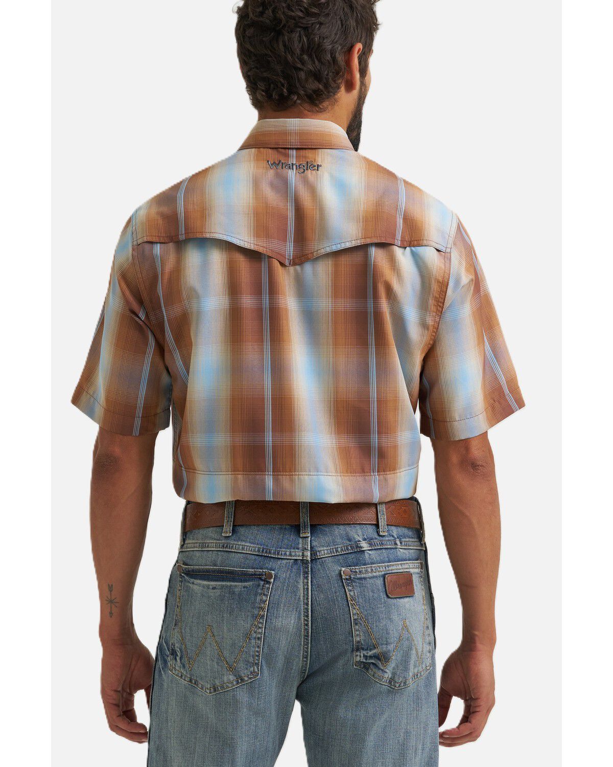 Image #2 - Wrangler ATG Men's Plaid Print Short Sleeve Snap Performance Western Shirt - Big, Multi, hi-res