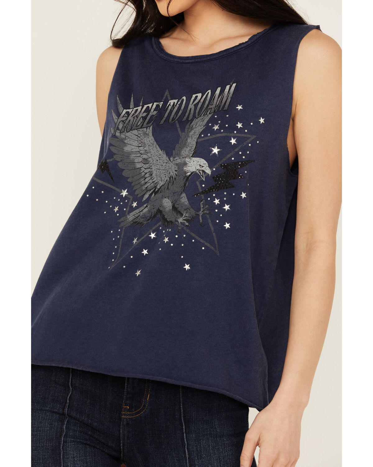 Image #3 - Idyllwind Women's Monetta Freebird Graphic Tank, Steel Blue, hi-res