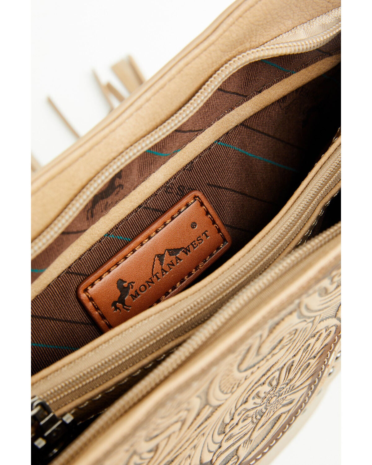 Image #4 - Montana West Women's Tooled Fringe Hobo Shoulder Bag, Tan, hi-res