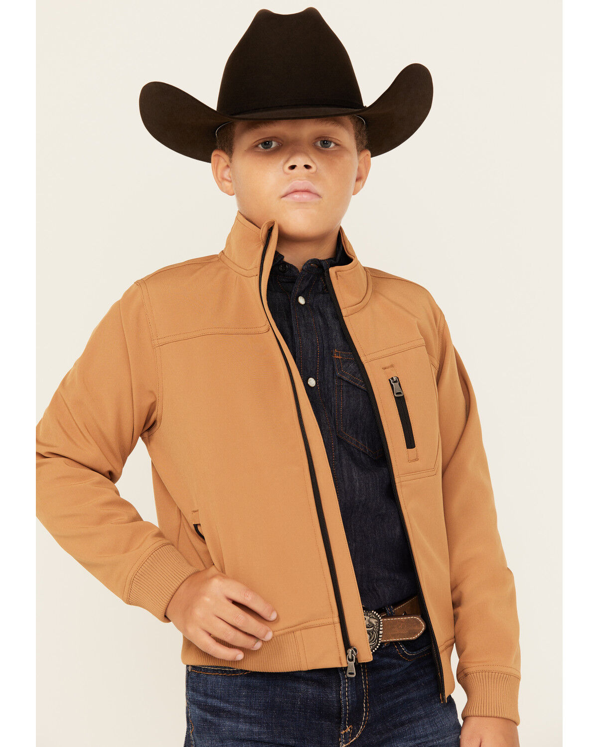 Image #1 - Cody James Boys' Coolville Softshell Bomber Jacket, Lt Brown, hi-res