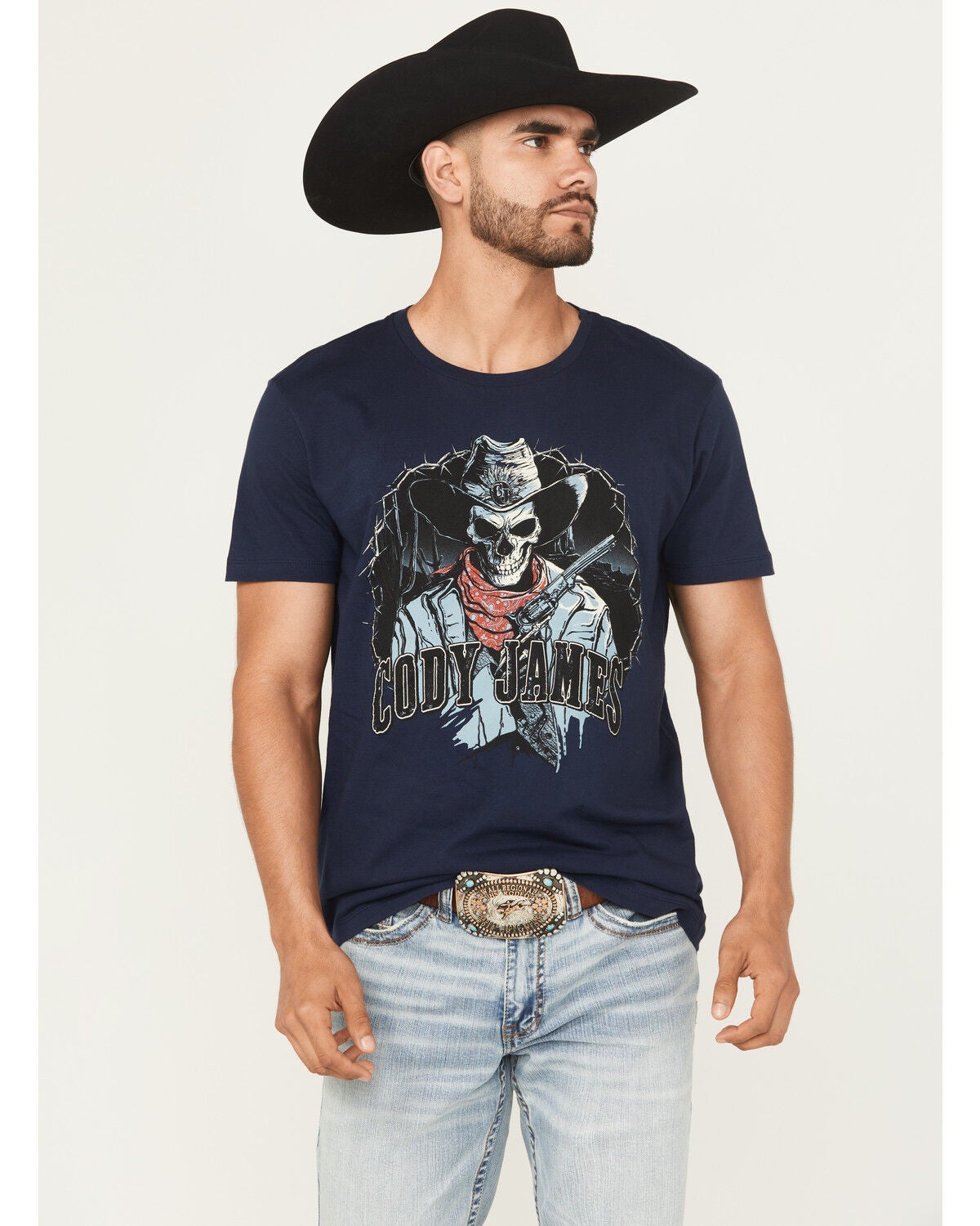 Cody James Men's Posse Gunslinger Short Sleeve Graphic T-Shirt, Navy, hi-res