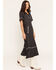 Image #2 - Sendero Provisions Women's La Dahlia Short Sleeve Snap Midi Dress, Black, hi-res