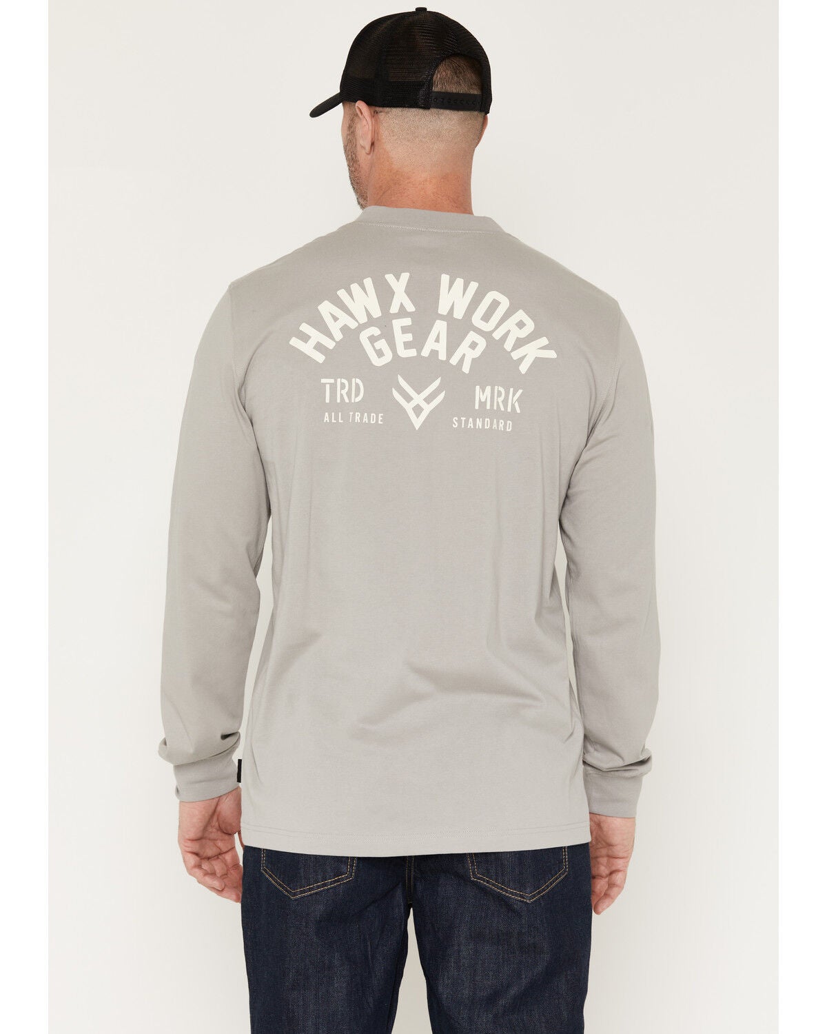Image #1 - Hawx Men's Standard Graphic Long Sleeve Work T-Shirt, Light Grey, hi-res
