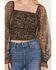 Image #3 - Idyllwind Women's Floral Ditsy Floral Print Long Sleeve Top, Dark Brown, hi-res