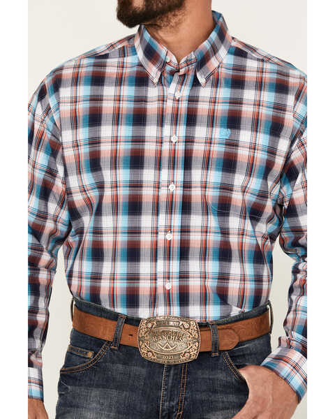 Image #3 - Cinch Men's Plaid Print Long Sleeve Button-Down Western Shirt, Multi, hi-res