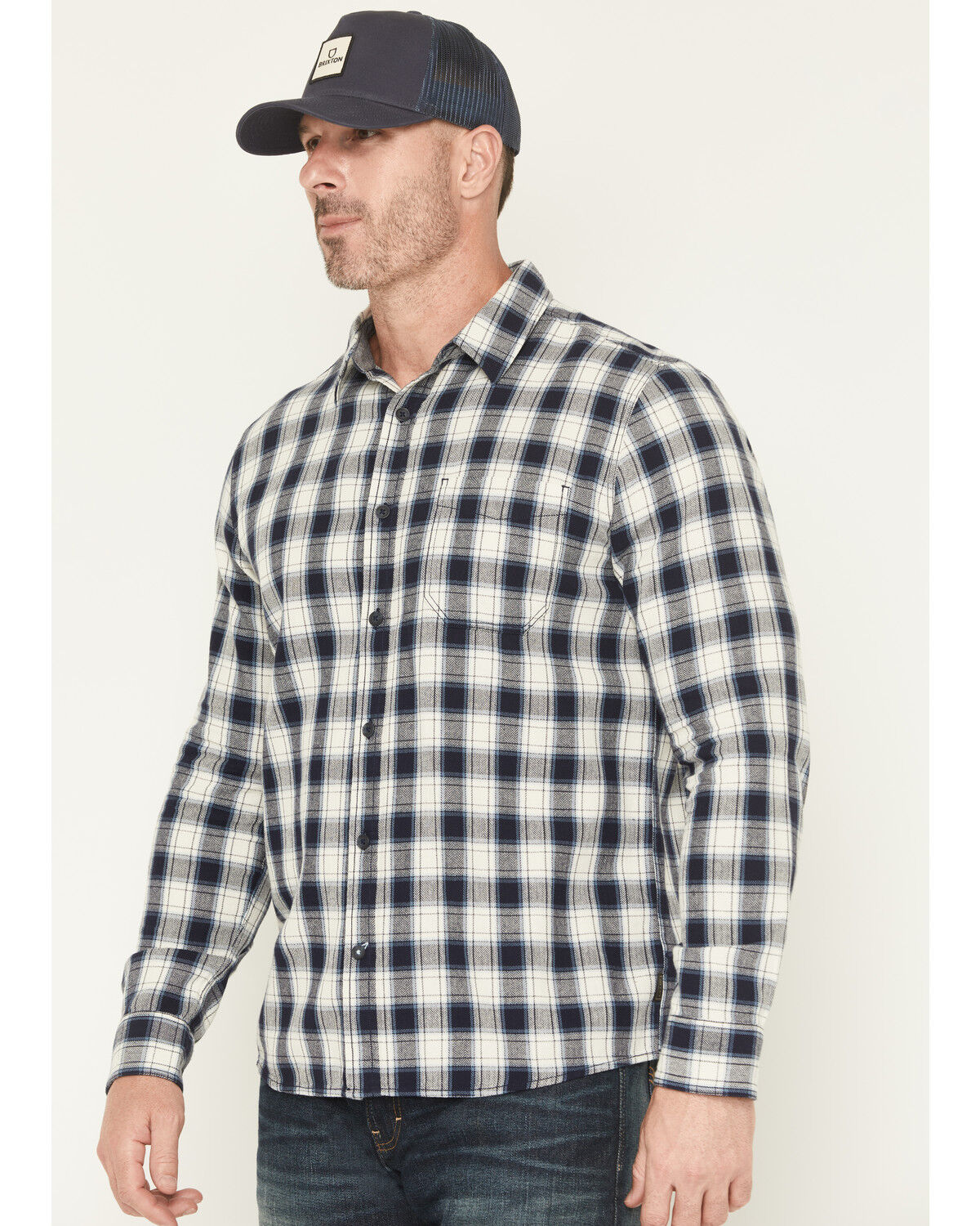 Image #2 - Brothers and Sons Men's Anvil Plaid Print Long Sleeve Button-Down Flannel Shirt, Blue, hi-res