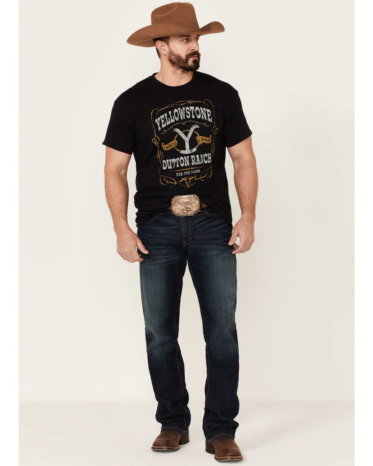 Image #2 - Paramount Network's Yellowstone Men's For The Brand Label Graphic Short Sleeve T-Shirt, Black, hi-res