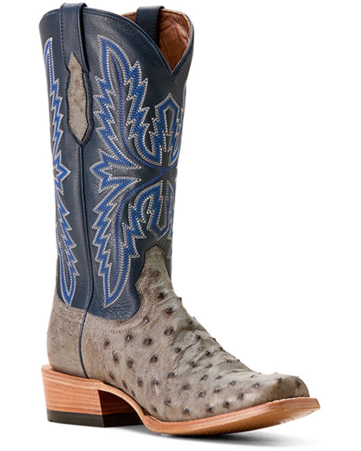 Ariat Men's Futurity Relentless Exotic Ostrich Western Boots - Square Toe, Grey, hi-res