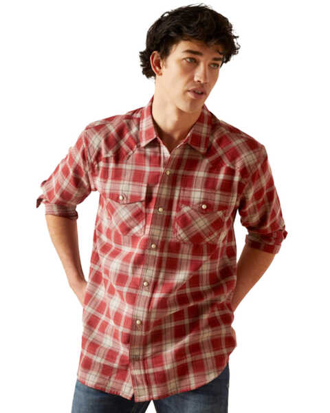 Ariat Men's Holton Retro Fit Long Sleeve Snap Western Shirt , Dark Red, hi-res
