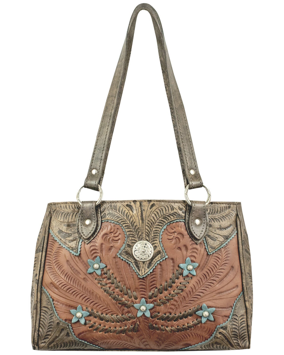 American West Women's Desert Wildflower Tote, Brown, hi-res