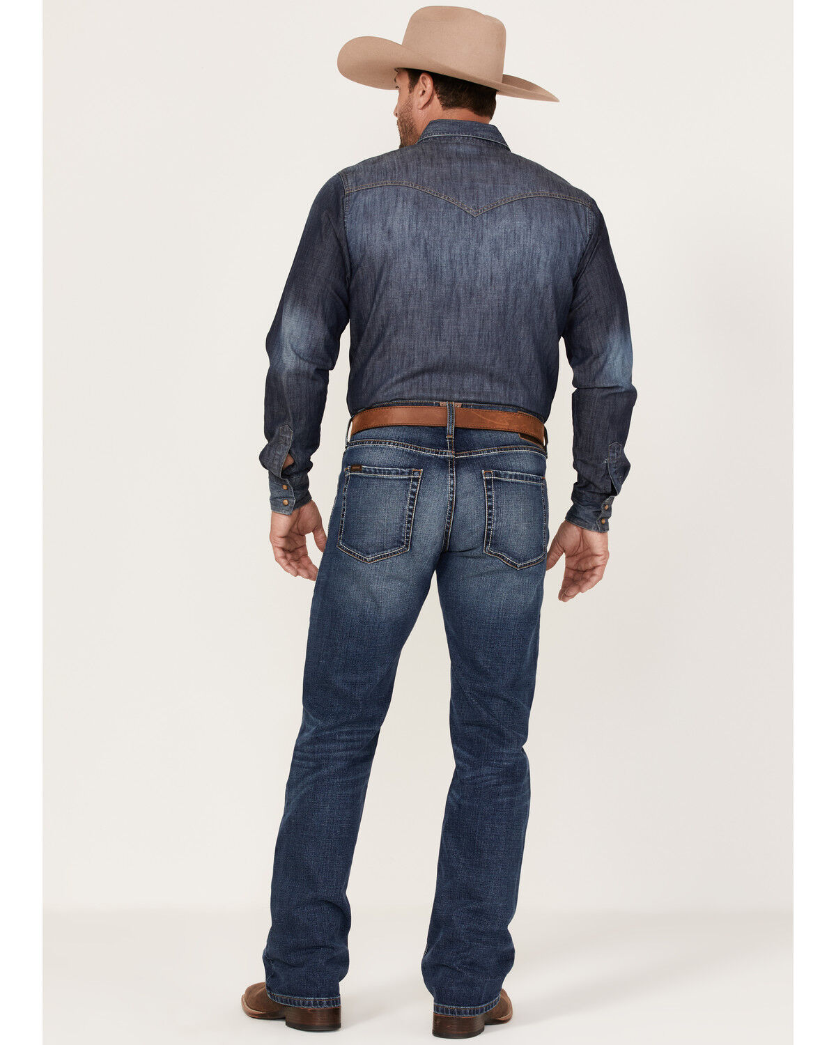 Image #3 - Ariat Men's M5 Straight Stretch Madera Stackable Straight Leg Jeans, Blue, hi-res