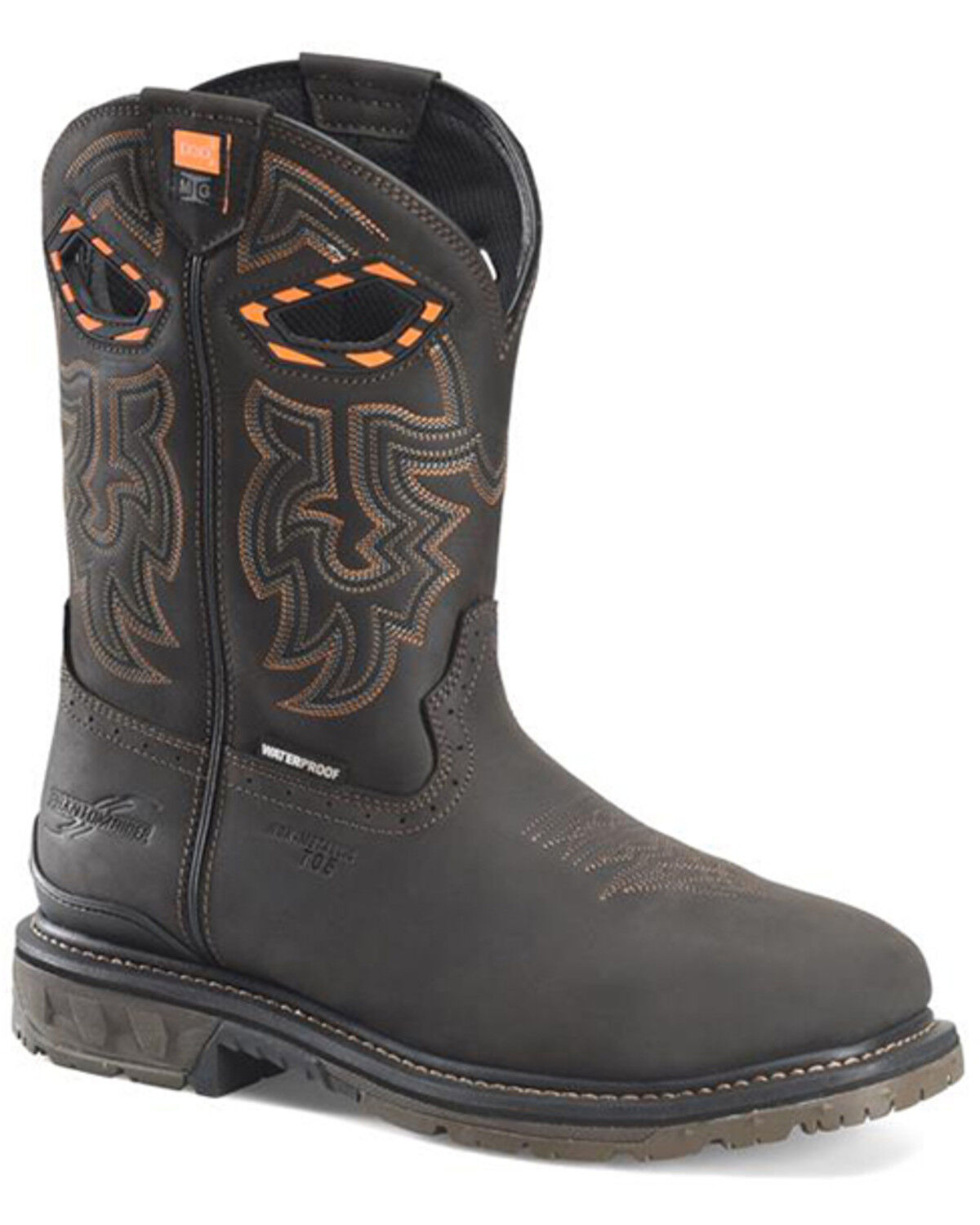 Image #1 - Double H Men's Bruner Waterproof Met Guard Work Boots - Composite Toe, Dark Brown, hi-res