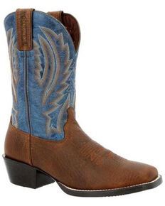 Durango Men's Westward Denim Western Boots - Wide Square Toe, Brown/blue, hi-res