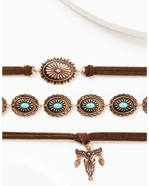 Image #2 - Shyanne Women's 3-piece Copper Concho & Longhorn Choker Necklace Set, Rust Copper, hi-res