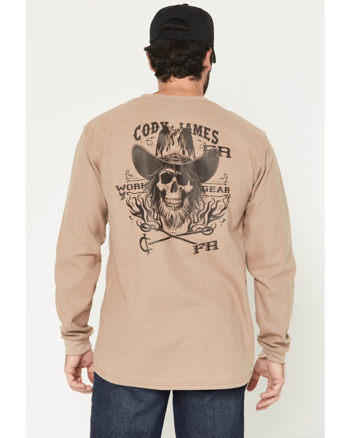 Cody James Men's FR Rustler Long Sleeve Work T-Shirt, Khaki, hi-res