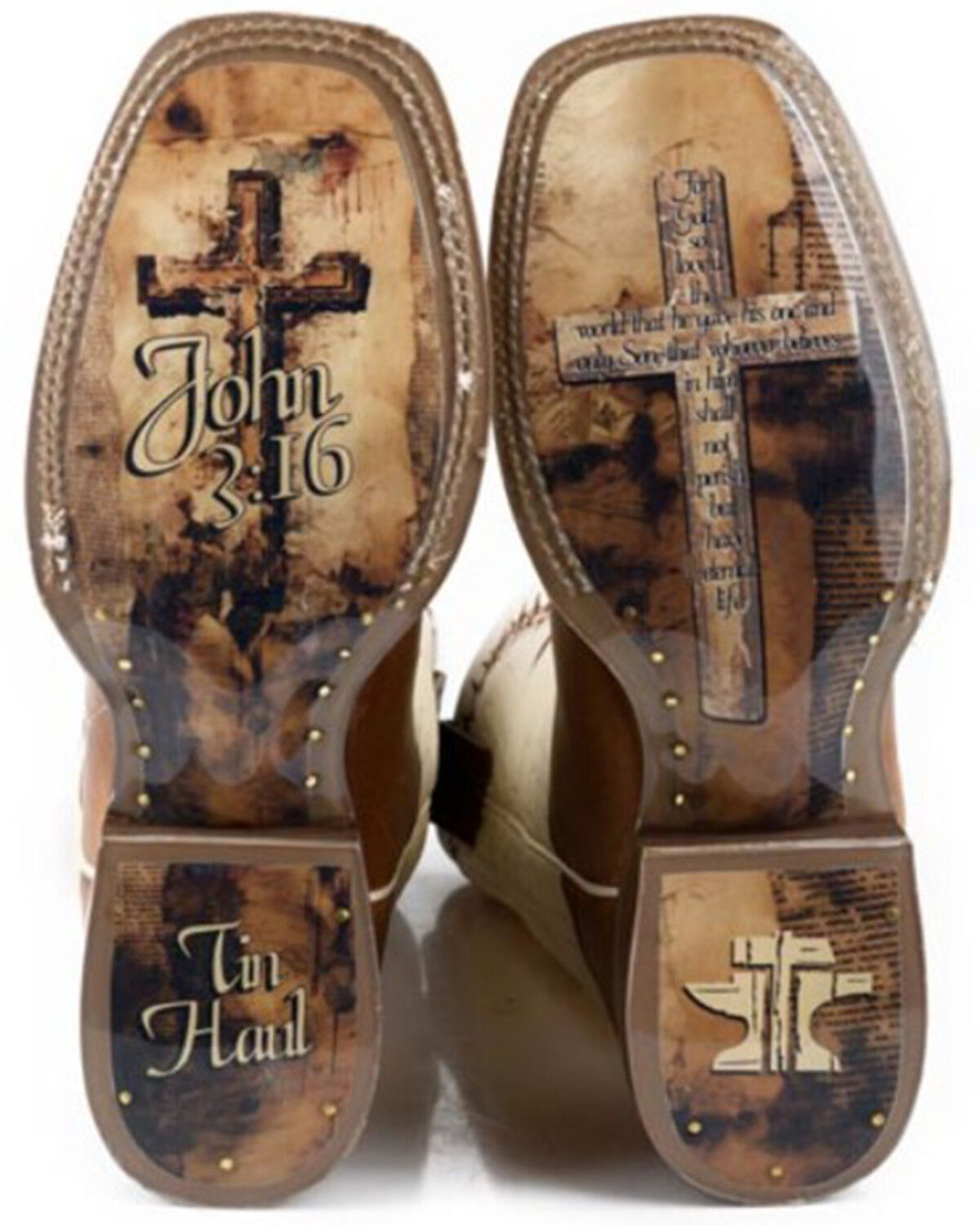 Image #2 - Tin Haul Men's Shoe Of Faith Western Boots - Broad Square Toe, Brown, hi-res