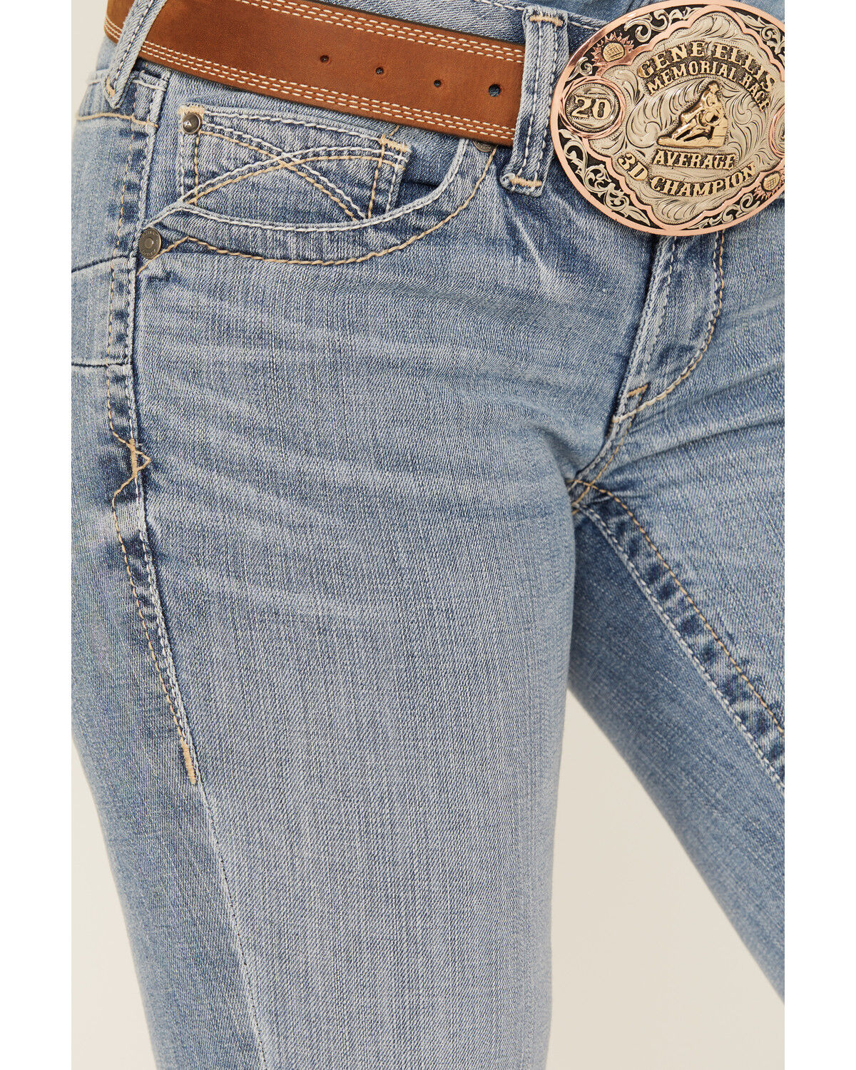 Image #2 - Ariat Women's Light Wash Mid Rise Kehlani Stretch Bootcut Jeans, Light Wash, hi-res