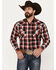 Image #1 - Ely Walker Men's Plaid Print Long Sleeve Snap Western Shirt, Red, hi-res