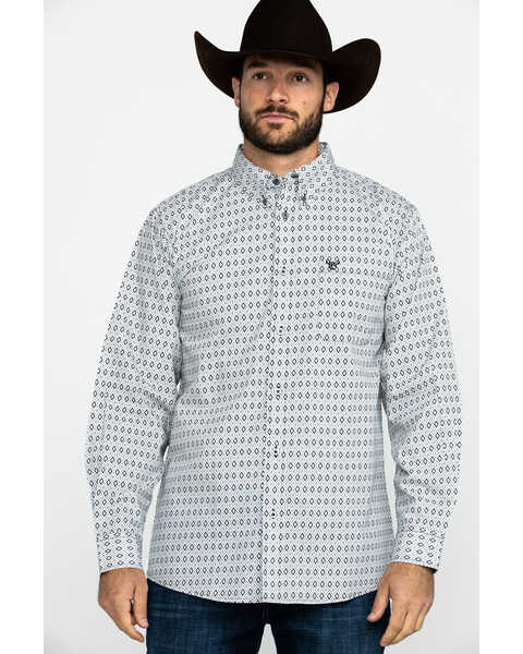 Cowboy Hardware Men's Diamond Love Print Long Sleeve Western Shirt , Black, hi-res
