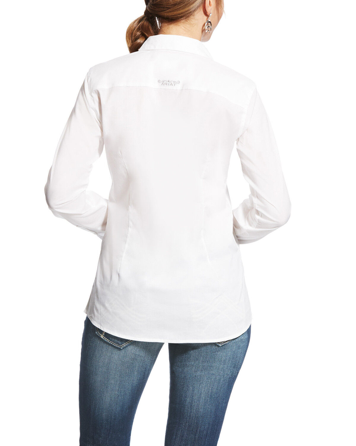 Image #2 - Ariat Women's Kirby White Stretch Button Down Long Sleeve Shirt, White, hi-res