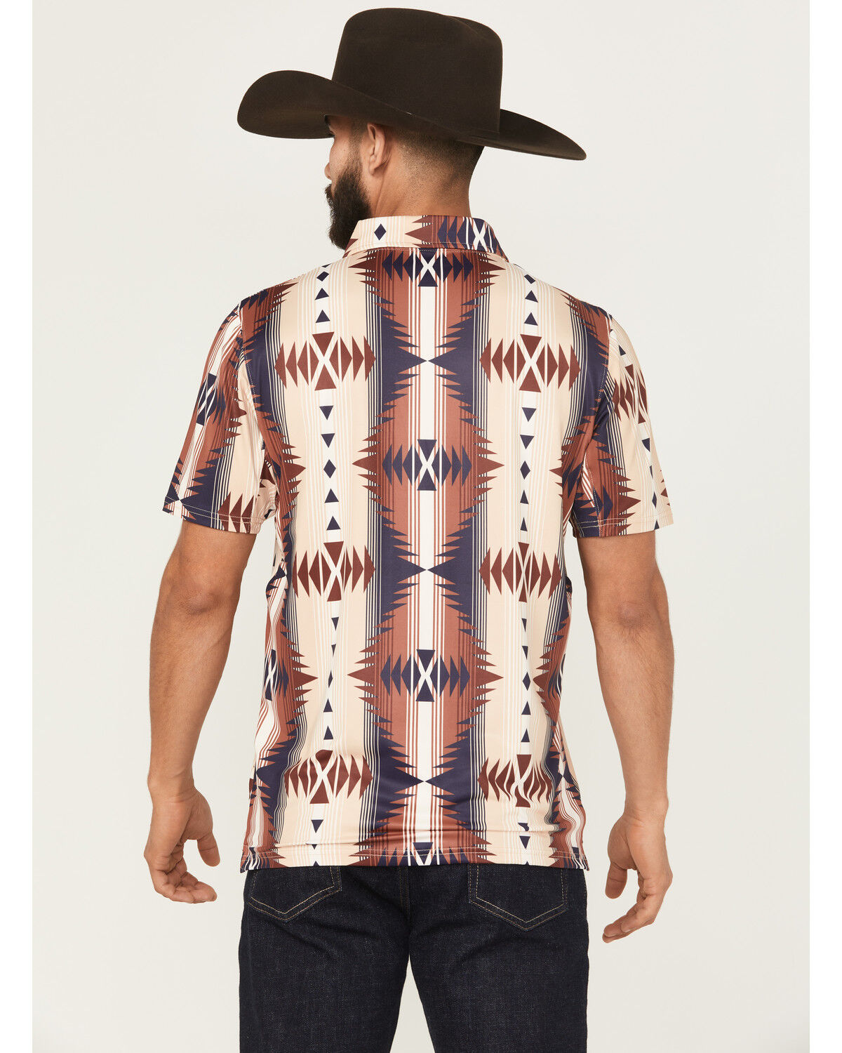 Image #4 - Hooey Men's The Weekender Southwestern Print Short Sleeve Button-Down Polo Shirt, Tan, hi-res