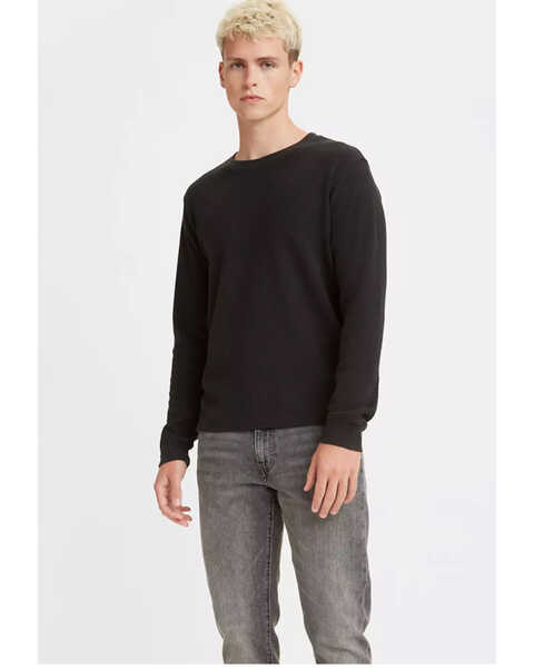 Image #1 - Levi's Men's Solid Black Relaxed Thermal Long Sleeve T-Shirt , Black, hi-res