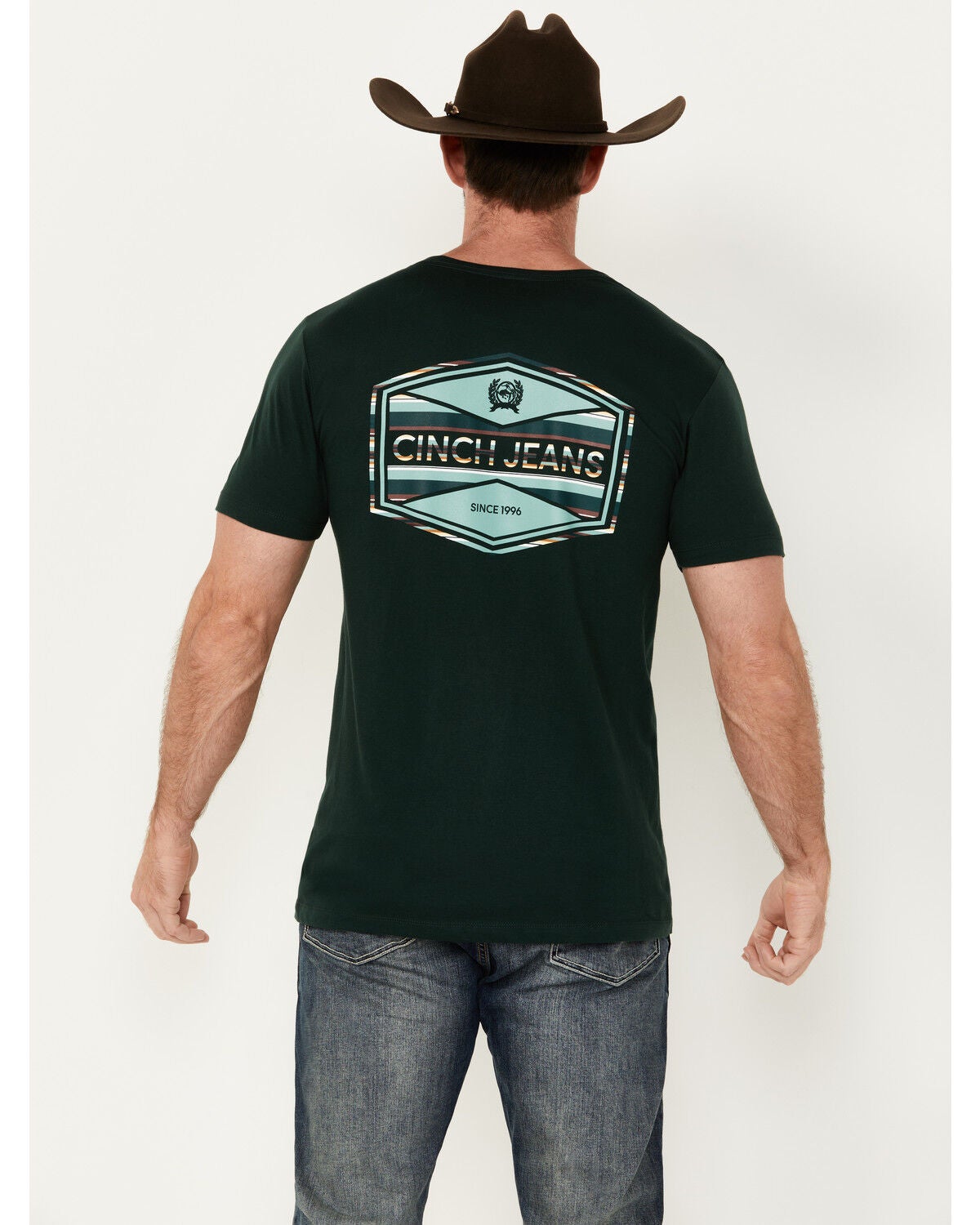 Cinch Men's Logo Short Sleeve Graphic T-Shirt, Dark Green, hi-res