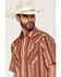 Image #2 - Ely Walker Men's Striped Short Sleeve Pearl Snap Western Shirt, Rust Copper, hi-res