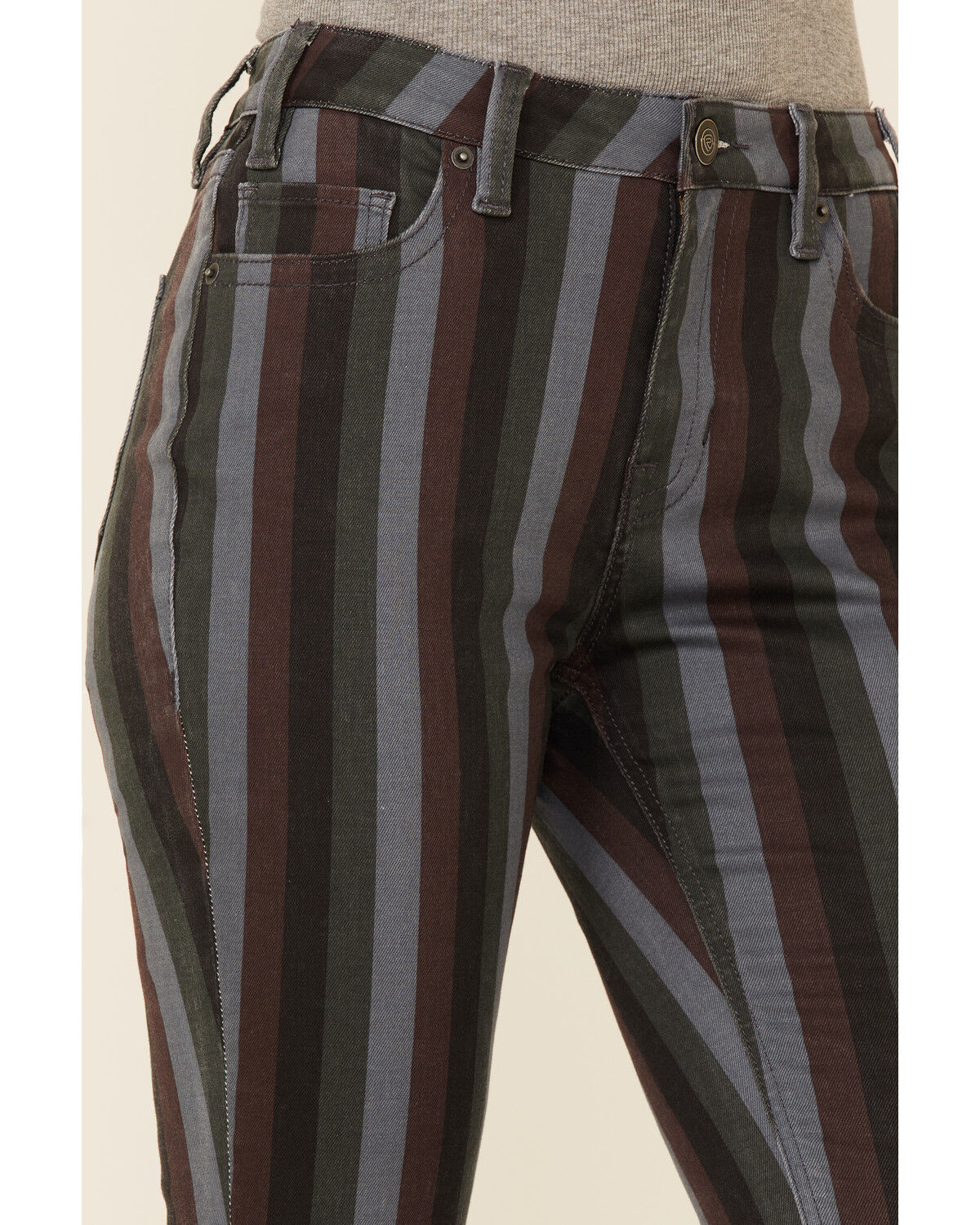Image #2 - Rock & Roll Denim Women's Striped High Rise Stretch Flare Jeans, , hi-res