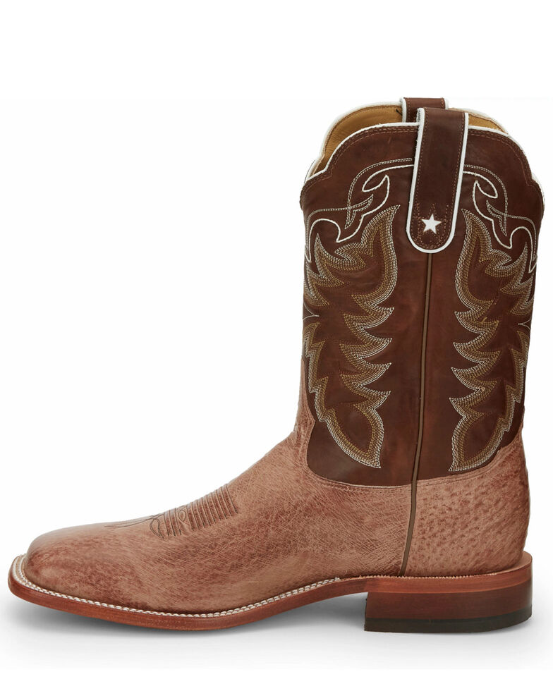 Tony Lama Men's Thoroughbred Smooth Quill Ostrich Cowboy Boots - Square Toe, Brown, hi-res