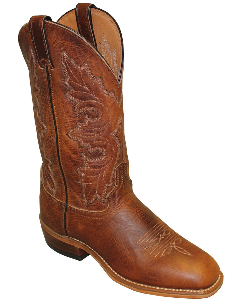 Abilene Men's American Bison Leather Western Boots - Wide Square Toe, Brown, hi-res